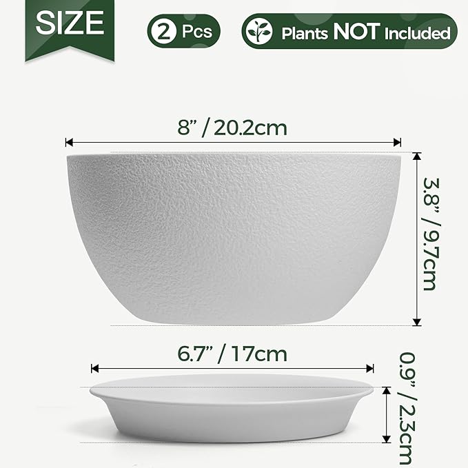 T4U 8 Inch Plant Pots, Plastic Planters - Image 2