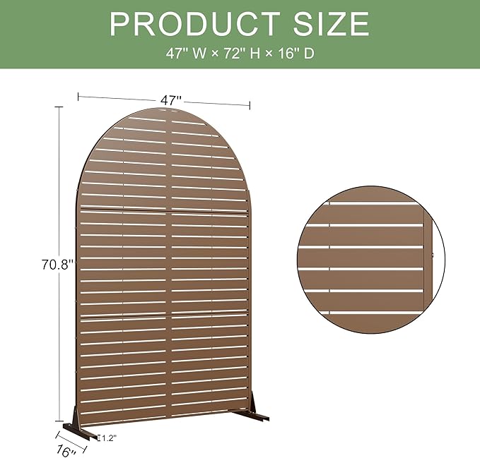 Casaphoria 72" H x 47" W Arched Metal Privacy Screen - Image 7