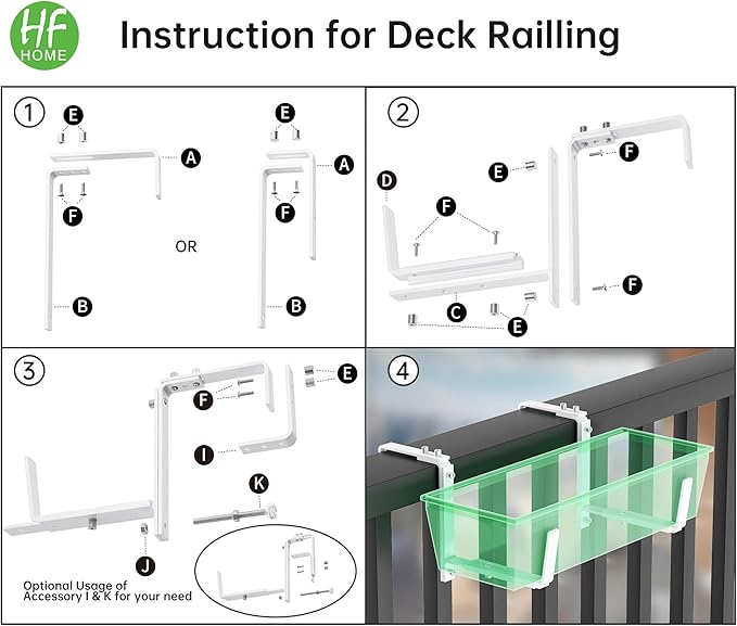 HFHOME Set of 4 Adjustable Window Planter Box Brackets, Planter Shelving - Image 6