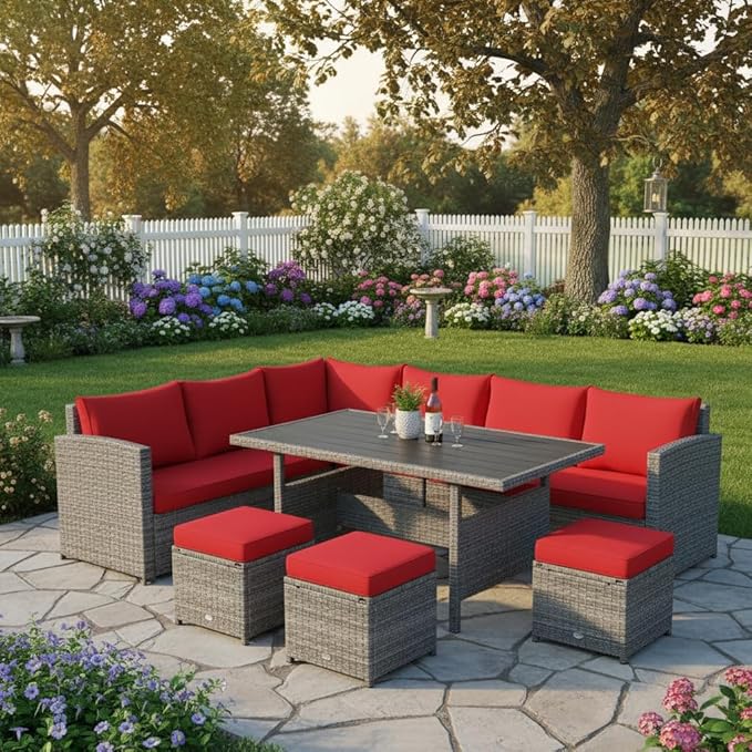 Tangkula 7 Pieces Patio Furniture Set, Outdoor Sectional Rattan Sofa Set - Image 3