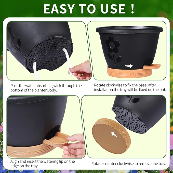 Plant Pots, Flower Pots for Indoor/Outdoor Plants, Self Watering Plastic - Image 5