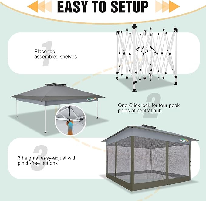 COBIZI Gazebo 13x13 Pop Up Canopy, Gazebos on Clearance - Image 7