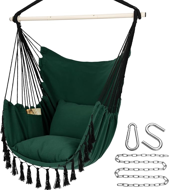 Y- STOP Hammock Chair Hanging Rope Swing, Max 500 Lbs, 2 Cushions Included by Y-STOP