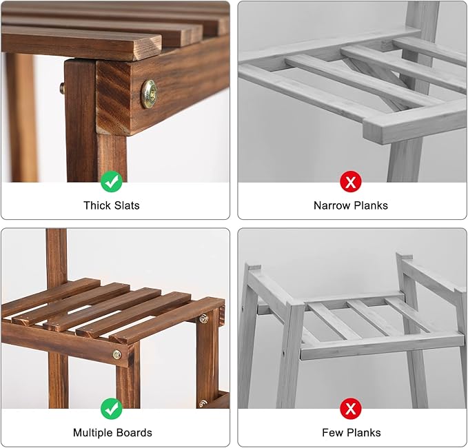 3 Tiers Plant Stand Indoor, Wood Plant Stands - Image 4