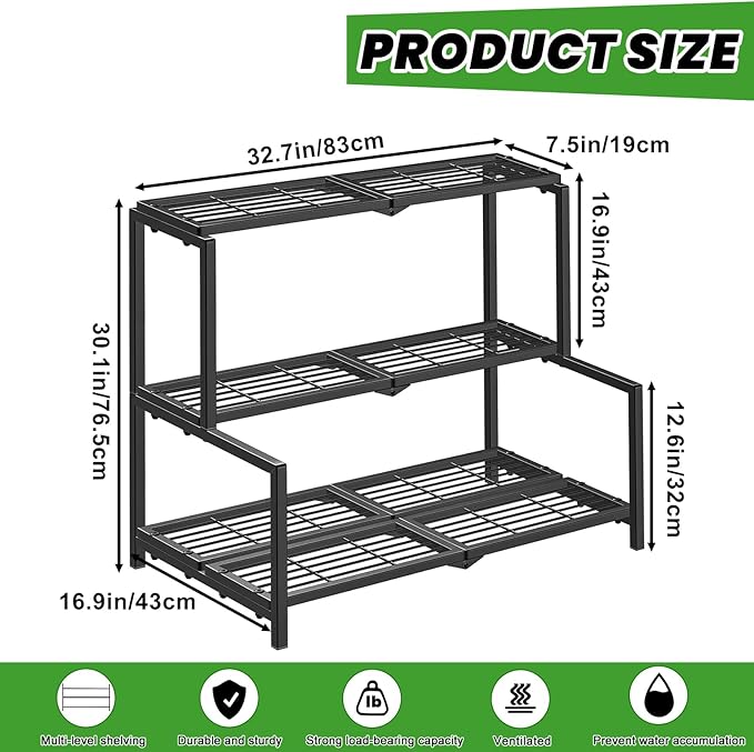 3 Tier Stair Style Metal Plant Stand - Image 2