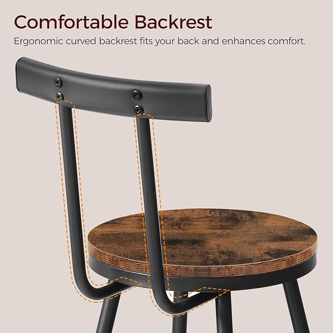 Bar Stools, Metal Frame, Adjustable Feet, Easy Assembly, - Image 5
