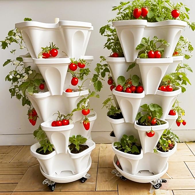 Strawberry Planters, 7 Tiered Vertical Stackable Planter, Herb Stacking Tower - Image 6