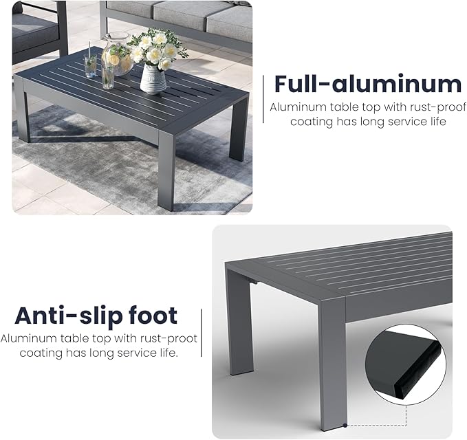Outdoor Rectangle Patio Aluminum Coffee Tables - Image 6