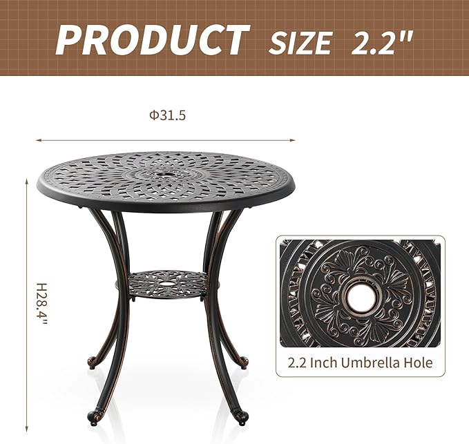 31" Round Patio Dining Table - Image 3