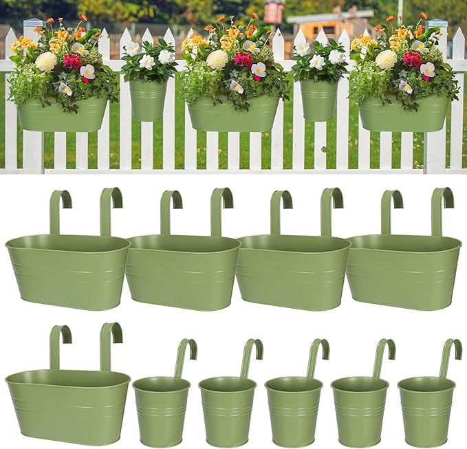 HowRU Metal Iron Flower Pots for Railing Fence Hanging Bucket Pots and Hanging by HowRU