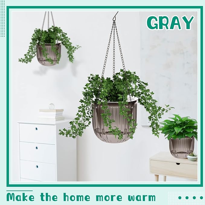 Meanplan 4 Pcs Self Watering Hanging Planter Indoor 6.5 Inch Hanging Baskets - Image 6