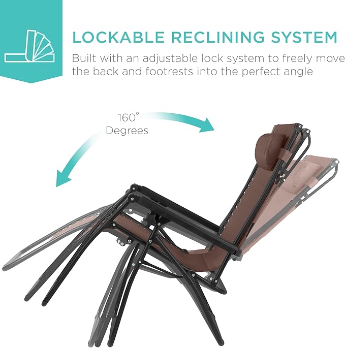 Best Choice Products 30” Wide Folding Zero Gravity Outdoor Recliner Patio - Image 6
