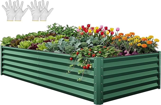YITAHOME 8x4x1.5ft 2pcs Large Raised Garden Bed Kit, Galvanized Metal Planter by YITAHOME