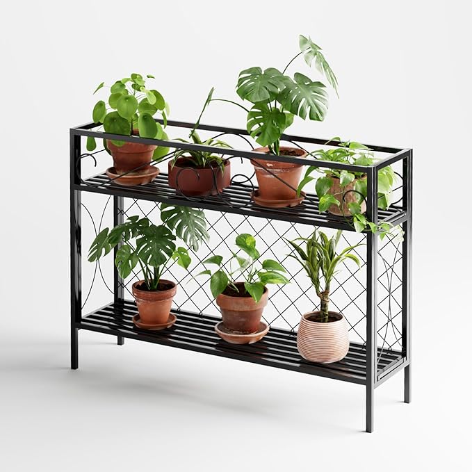 Zhongma 2 Tier Metal Sturdy Narrow Plant Stand, 47.24L x 12.6 W x 35.43 H inch - Image 4