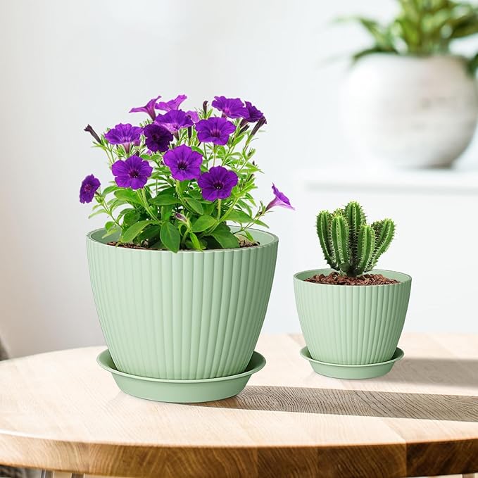 7/6.2/5.5/5/4.5/4 inch Plant Pots, 6 Pack Flower Pots - Image 7