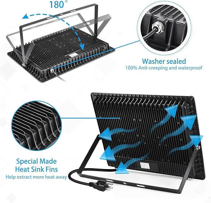 2 Pack 500W LED Flood Light Outdoor, 2750W Equivalent Super Bright FloodLight - Image 6