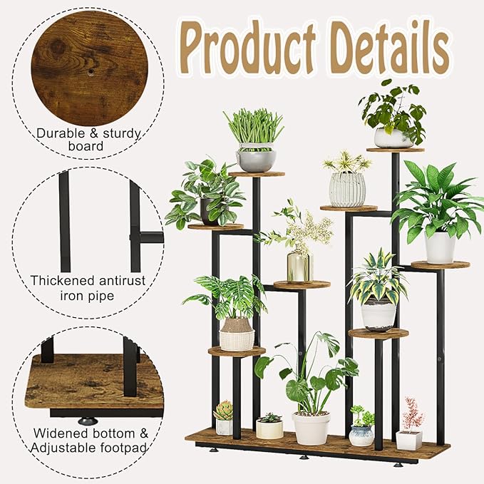 Plant Stand Indoor 9 Tier 11 Potted Multiple Flower Pot Holder - Image 4