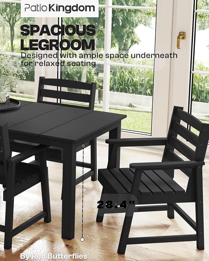 7-Piece Black Outdoor Dining Set - Image 4