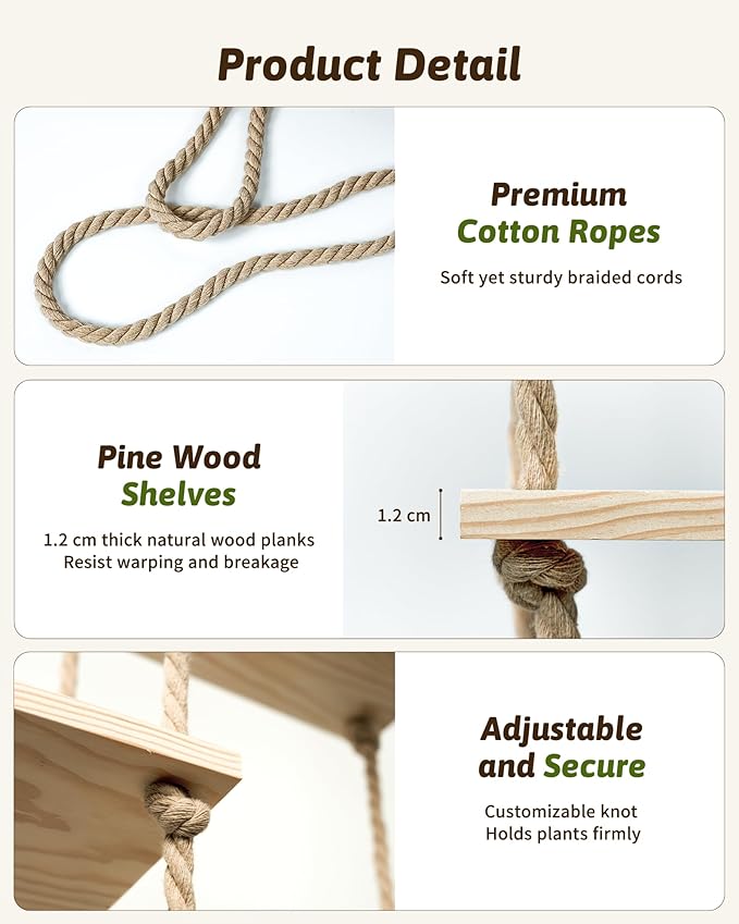 Window Plant Shelves Macrame Plant Hanger Floating Shelves Window Sill Shelf - Image 6