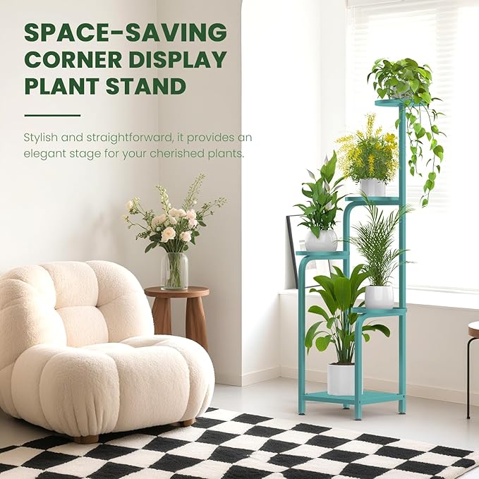 TOSKING 5 Tier Tall Plant Stand Indoor Outdoor, Heavy Duty Corner Shelf - Image 6