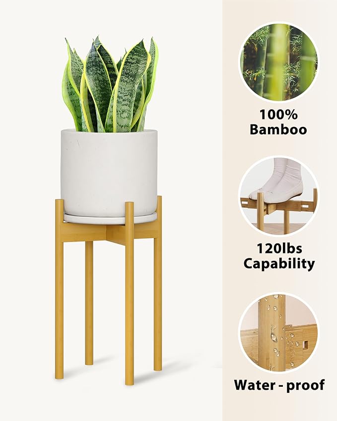 Adjustable Plant Stand Indoor, Bamboo Plant Stand Fits 8 9 10 11 12 Inches - Image 2