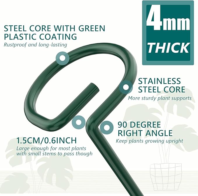 MAFONE 12 Pack 16inch Plant Support Stakes, Plant Stick Garden Single Stem - Image 3