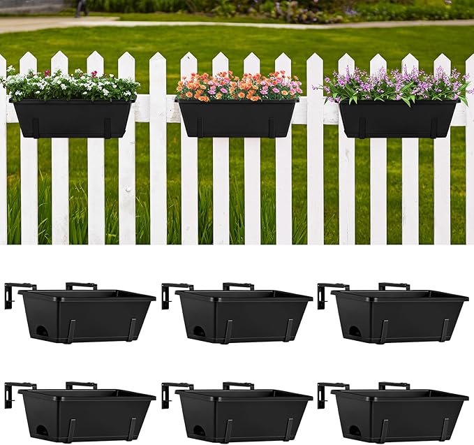 ETELI Railing Planter Hanging and Planter Box Brackets Set 6 Pack Adjustable - Image 8