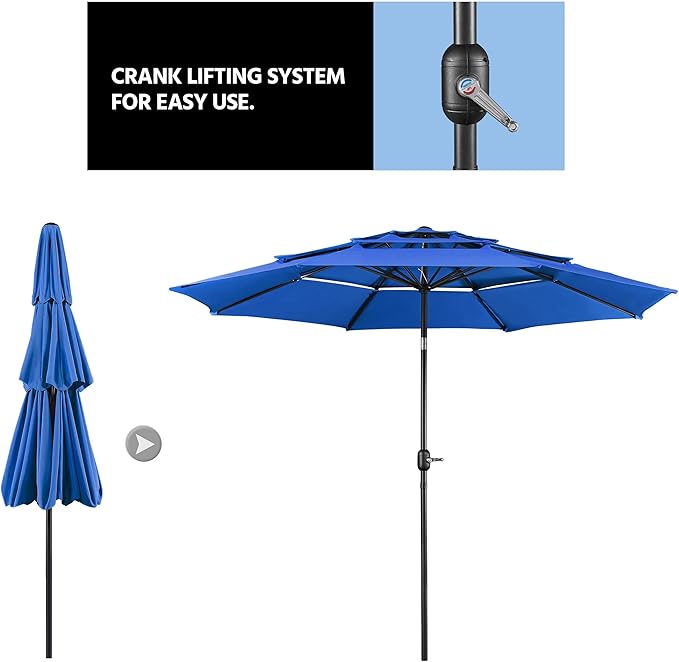 Yaheetech 3 Tier Patio Umbrella 10ft Vented Outdoor Large Market Table Umbrella - Image 7