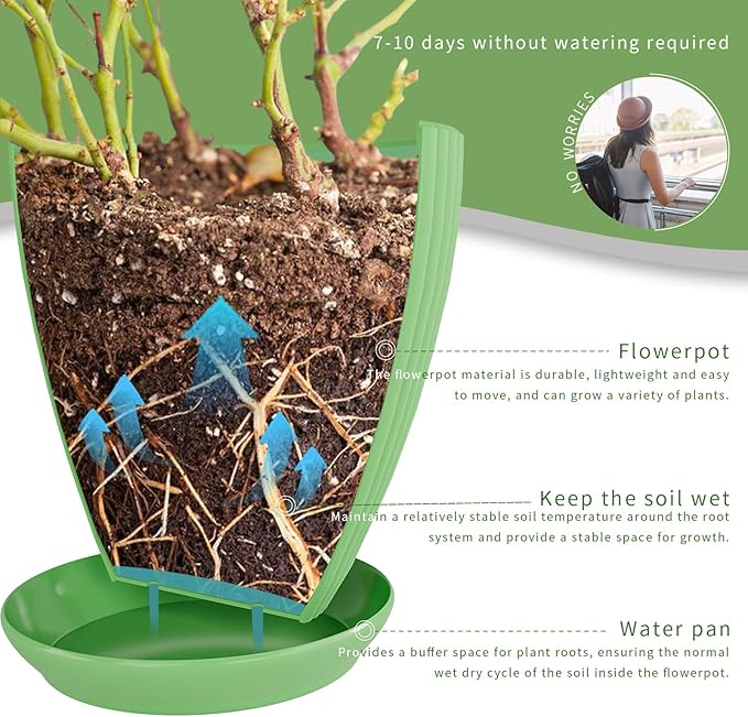 Plant Pots Indoor with Saucers & Drainage - Image 7