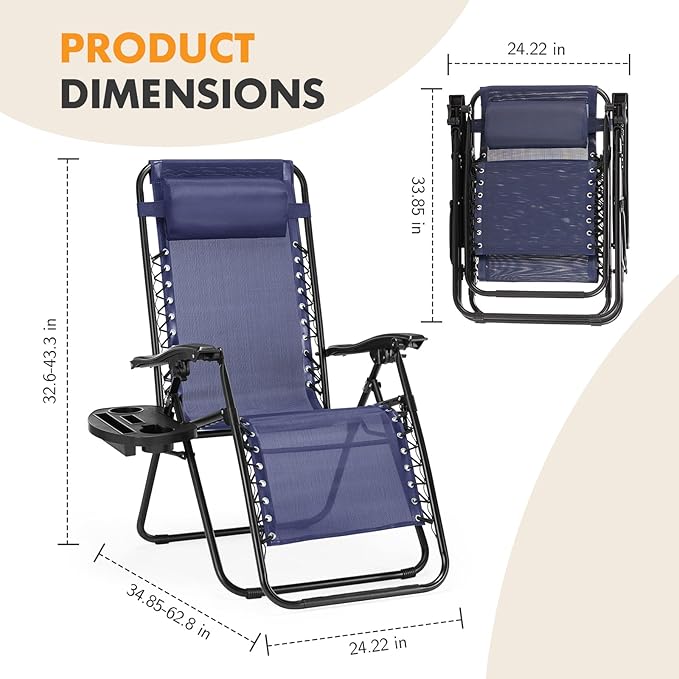NEWBULIG Zero Gravity Chair Set of 4, Lounge Chair Folding Portable Adjustable - Image 7