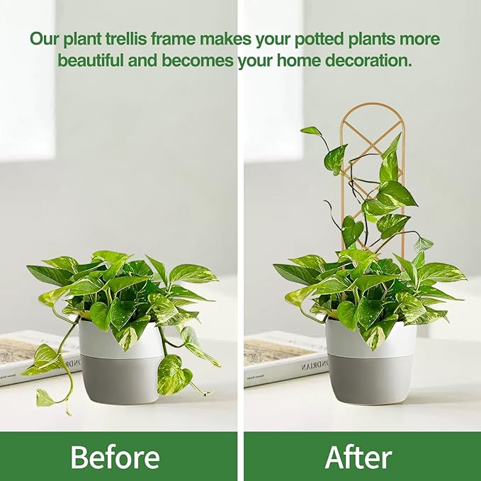 Small Trellis for Potted Plants, 15.94 inch Gold Metal Plant Trellis for - Image 3