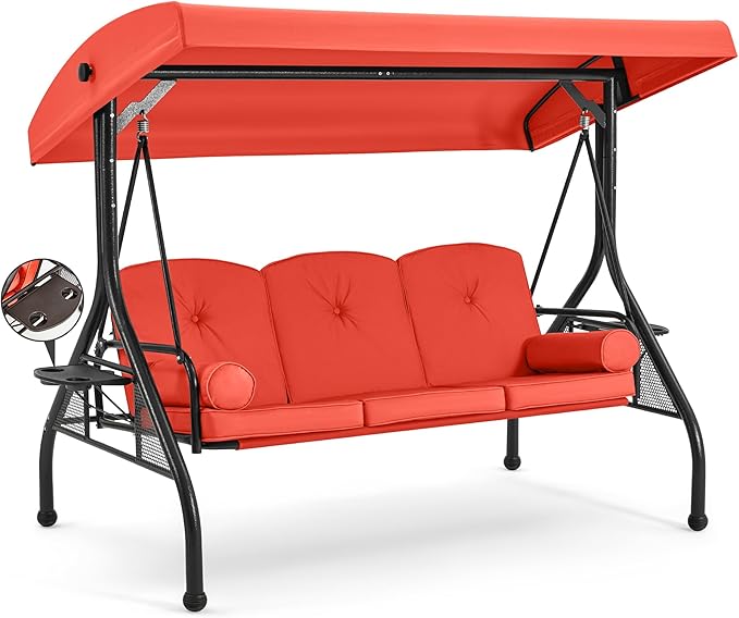 HOMREST 3 Seat Outdoor Porch Swing by HOMREST