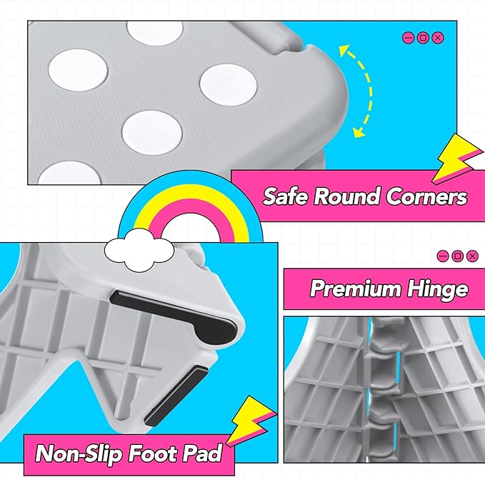 Delxo Folding Step Stool, 11 inch Non-Slip Foldable Stools - Image 3