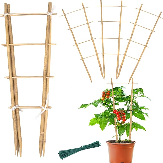 Bamboo Trellis 16" Ladder Vertical Gardening Plant Trellis by GAGANANG