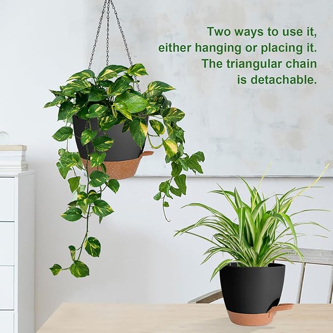 3 Pack Hanging Planter Indoor Outdoor Flower Pots 7/6.5/5 Inch, Self-Watering - Image 5