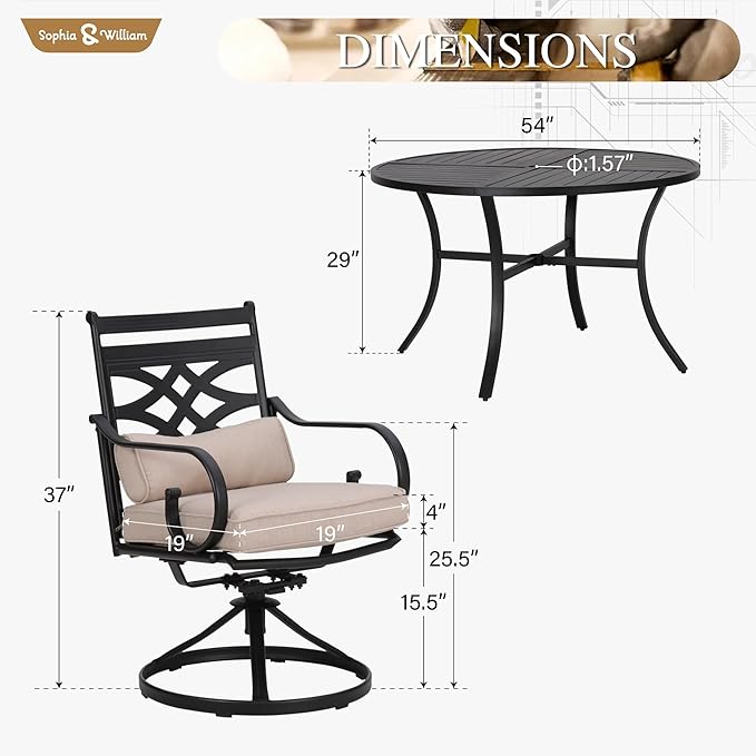 Sophia and William Swivel Patio Dining Set - Image 6