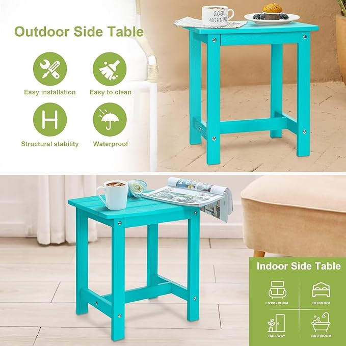 Y&M Outdoor Side Table, HIPS Adirondack Small Single Table, Waterproof Square - Image 7