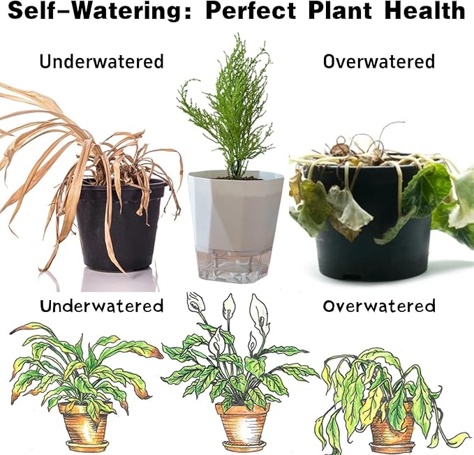 4 Packs Self Watering Plant Pots, Plastic Flower Pots - Image 4