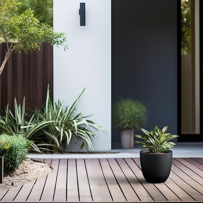 Kante 10 Inch Dia Round Concrete Planter, Indoor Outdoor Large Plant Pot - Image 5