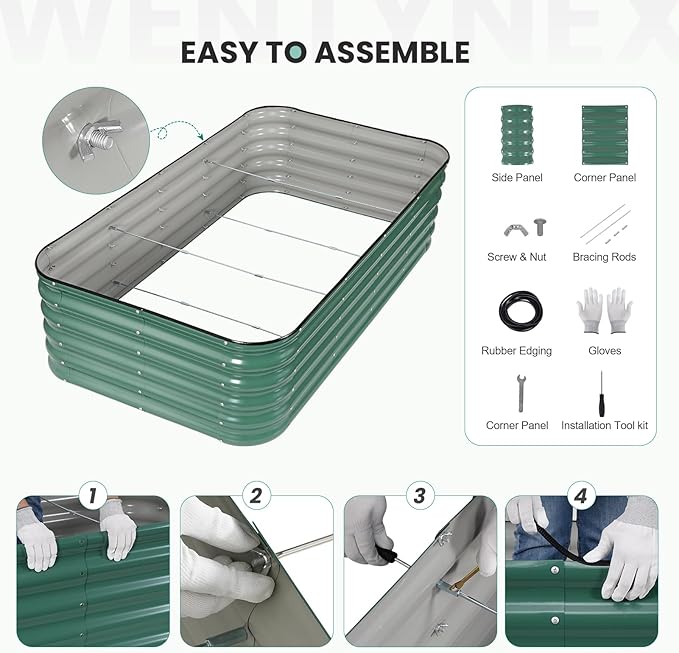 5×3×1.4FT Galvanized Raised Garden Bed Outdoor, Metal Raised Garden Bed Kit - Image 8