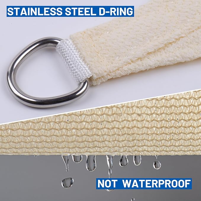 SUNLAX Sun Shade Sail 11' x 19' Butter Cream Rectangle Canopy Sail Shade Cover - Image 6