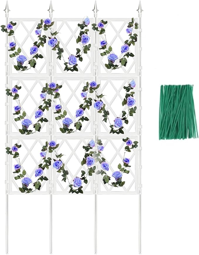 5.25FT Metal Pipe Trellis for Climbing Plants Outdoor, Garden Wall White Trellis by WellSign