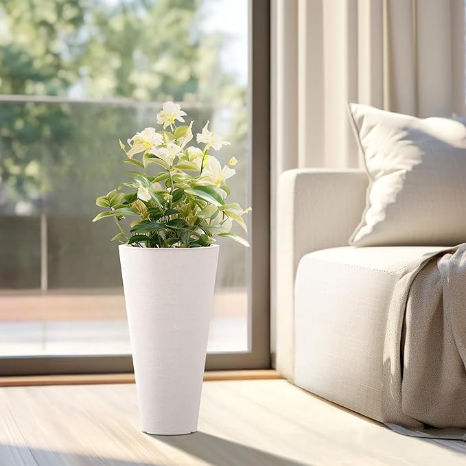 Kante Tall Round Planter Set of 2, 18 Inch Tall Decorative Planter Pots - Image 4