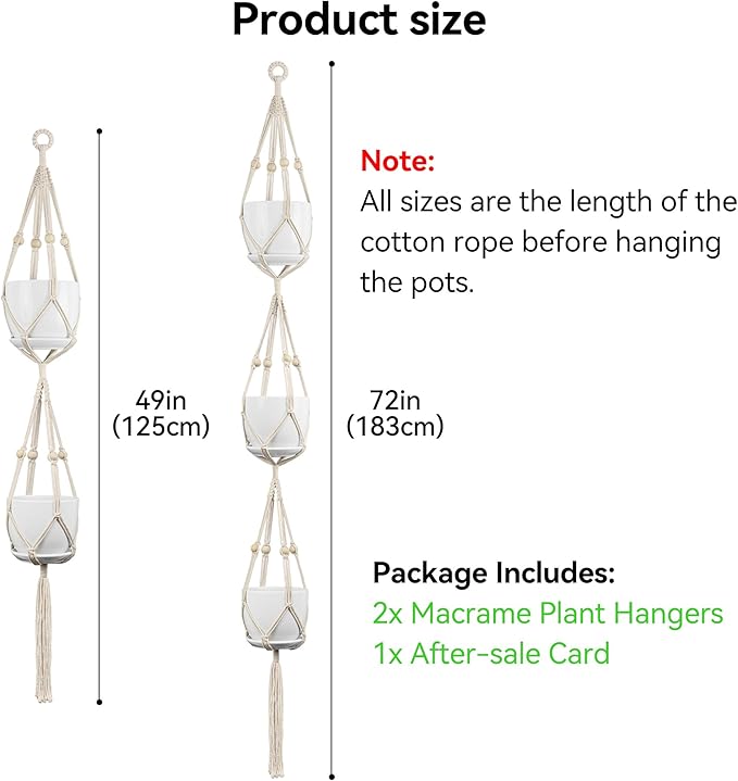 USLAI Macrame Plant Hanger Indoor Outdoor, Fits 4 to 8 Inch Pots, Strong - Image 3