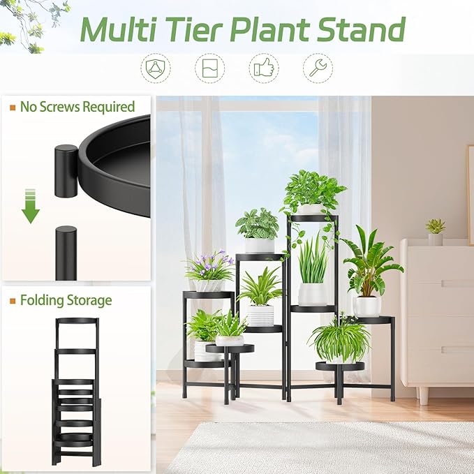 iDavosic.ly Plant Stand Indoor Outdoor, 9 Tier Corner Metal Flower Display - Image 4