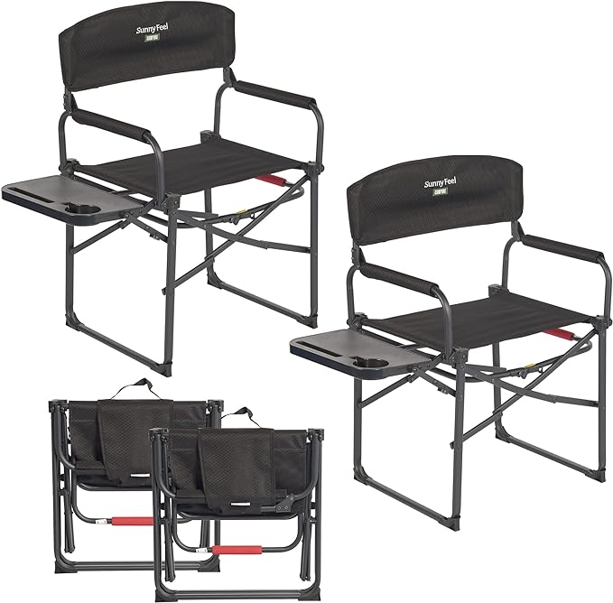 SUNNYFEEL Camping Directors Chair, Heavy Duty, Oversized Portable Folding Chair by SunnyFeelCamping