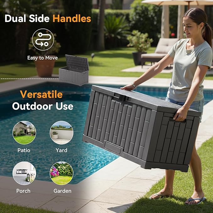 NEWBULIG 60 Gallon Deck Box, Waterproof Outdoor Storage Box - Image 5