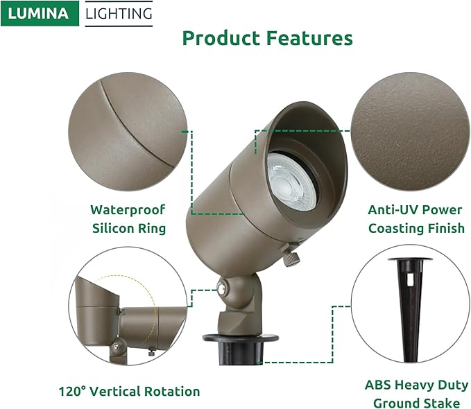Lumina Lighting® 4W Landscape lighting 12V Landscape Lights Low Voltage - Image 3