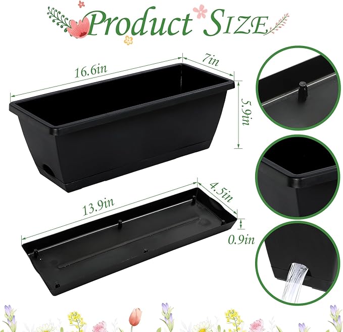 12Pcs 17Inches Rectangle Planter Box - Image 2
