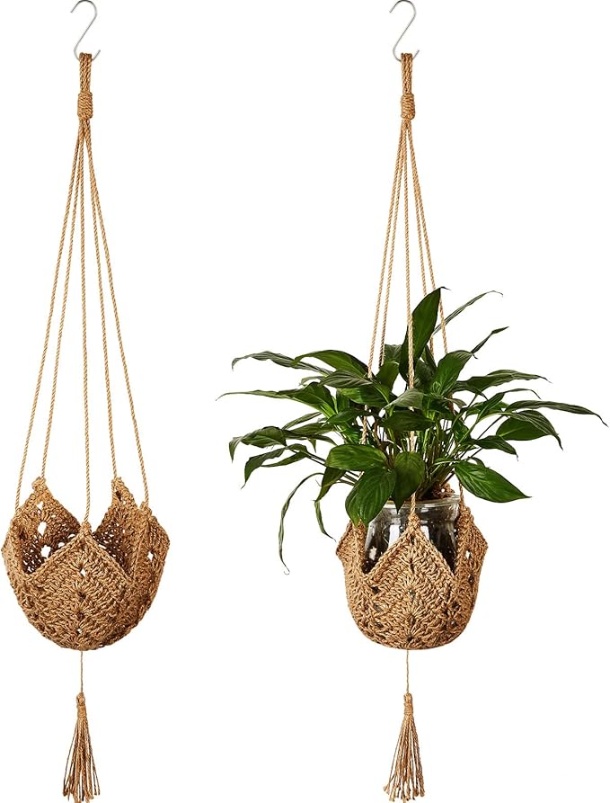 Shappy 2 Pack Jute Crochet Long Plant Hanger by Shappy